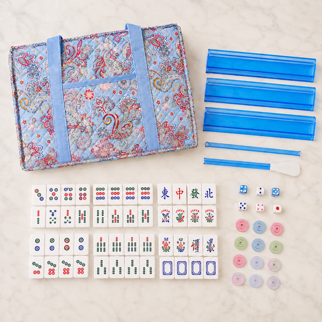 Complete American Mahjong Set with Racks, Pushers & Carrying Bag