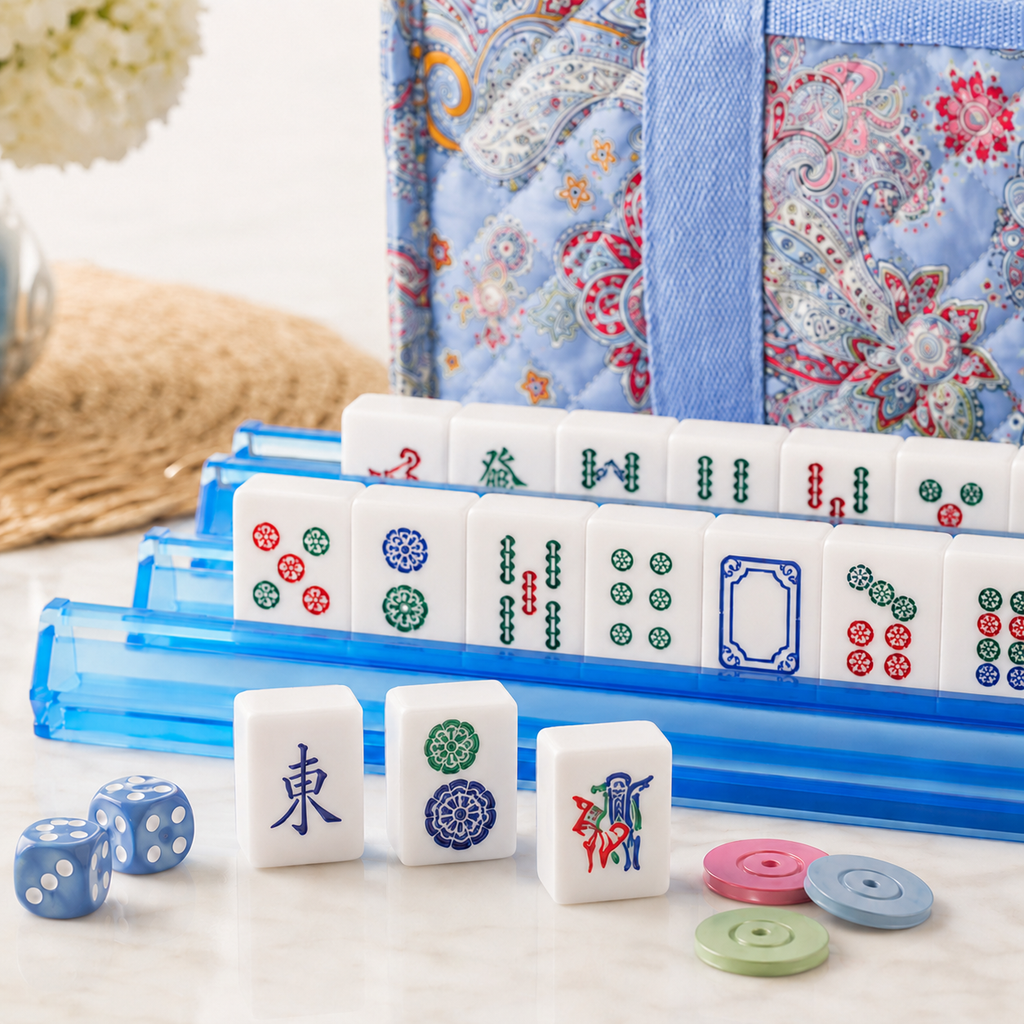 Complete American Mahjong Set with Racks, Pushers & Carrying Bag