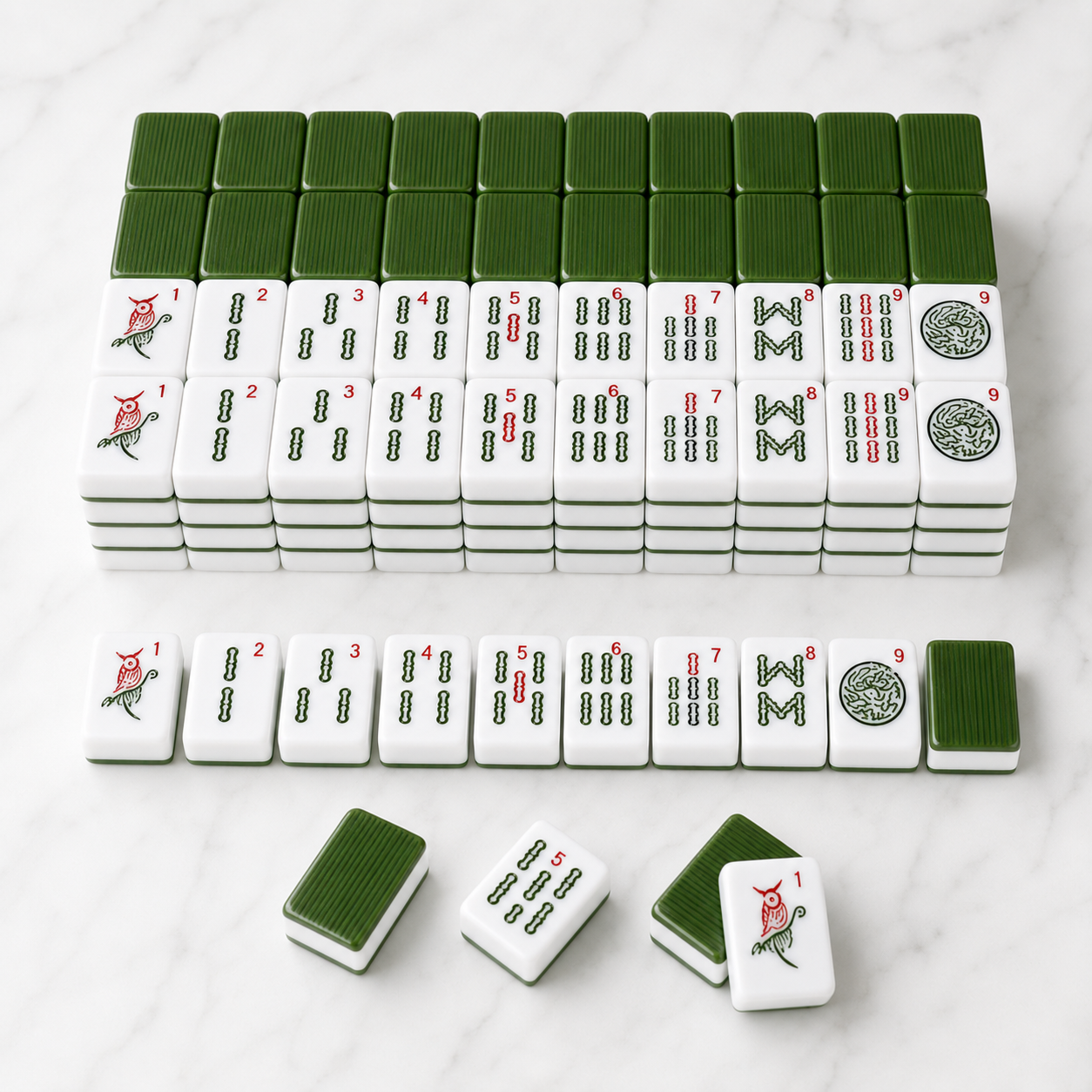 American Mahjong Tile Set — 166 Green Tiles