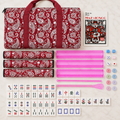 Complete American Mahjong Set with Racks, Pushers & Carrying Bag (Red)